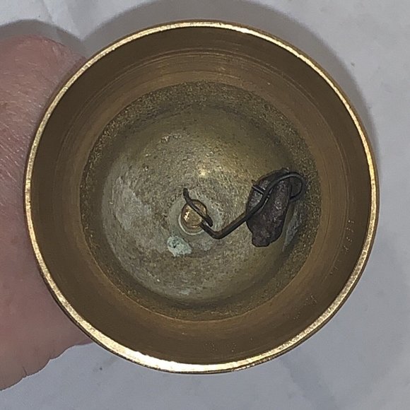 Etched Brass Bell - Made In India - Chime Alarm - Hand Bell Ringer Vintage - 6” - Picture 6 of 7